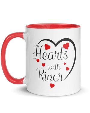 Hearts With River Logo – Mug with Red Inside