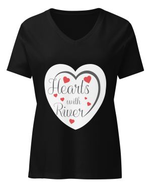 Hearts with River logo – Women’s relaxed V-neck t-shirt